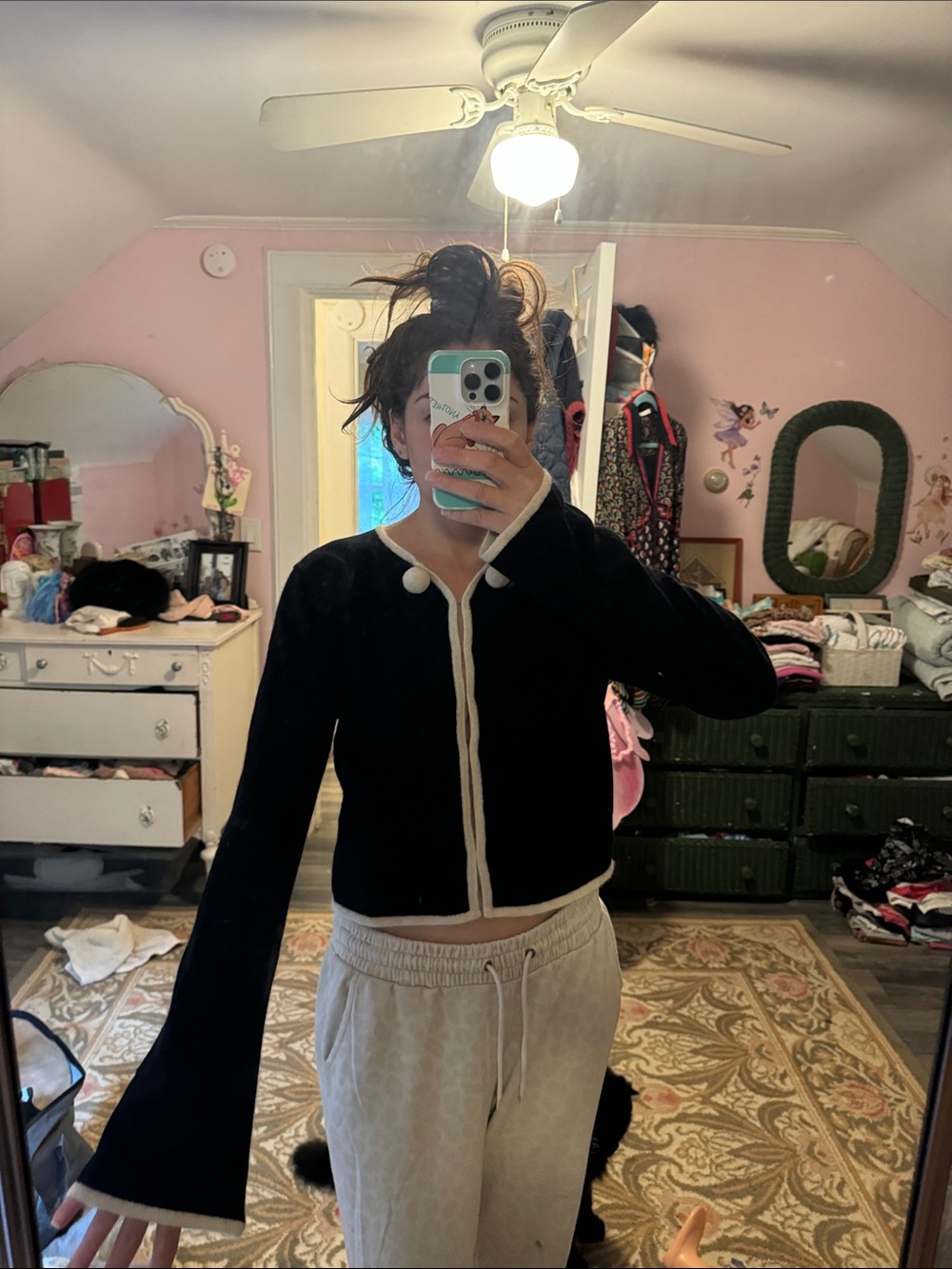 ODILLE Black/White Balls Cardigan size Large